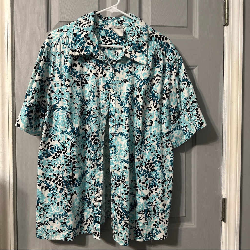 Fred David Blue And White Floral Blouse